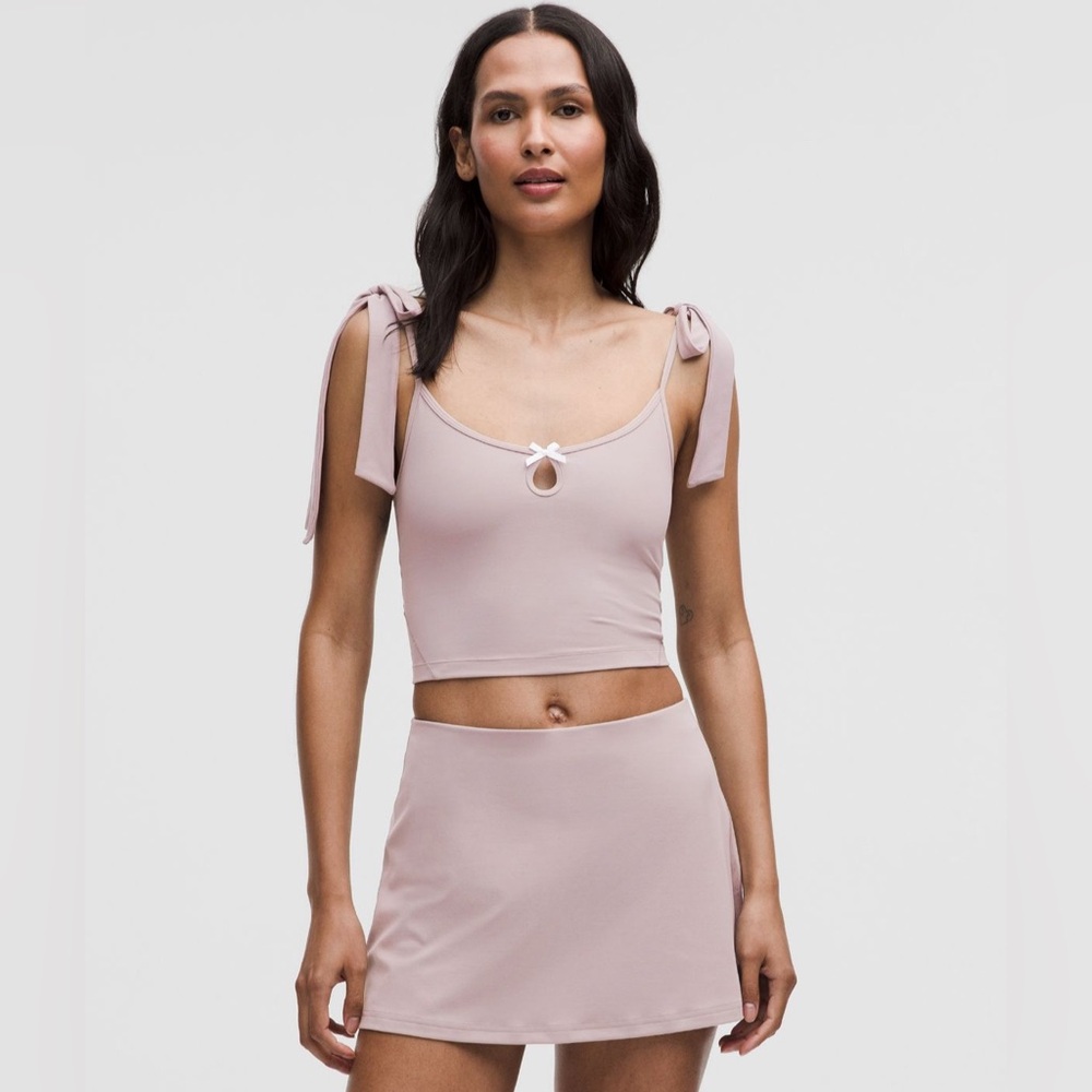 Lululemon Athletica Mauve Grey Bow-Detail Tank Top Figure Skating